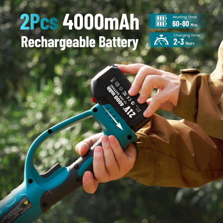 Seesii 2-in-1 Pole Saws for Tree Timming: Electric Mini Chainsaw 6 Inch Cordless, 2 x 4000mAh Batteries Tree Pruner, Brushless Chain Saw with Extension Pole for Limb Branch Cutter,16Ft Reach - Image 8