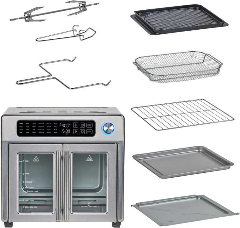 Emeril Lagasse Extra Large French Door Air Fryer Toaster Oven Combo, 24 Cooking Functions and Digital Controls, 7 Accessories Included, Stainless Steel Finish, 26QT Capacity - Image 5