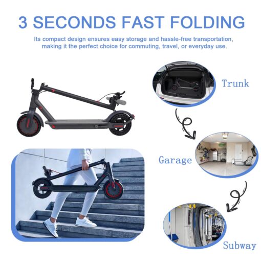 SURPOOTER Electric Scooter, Powerful 350W Adult Electric Scooter, Up to 19Mph and 8.5" Solid Tires, with Dual Braking System and Intelligent Program Control Design - Image 3