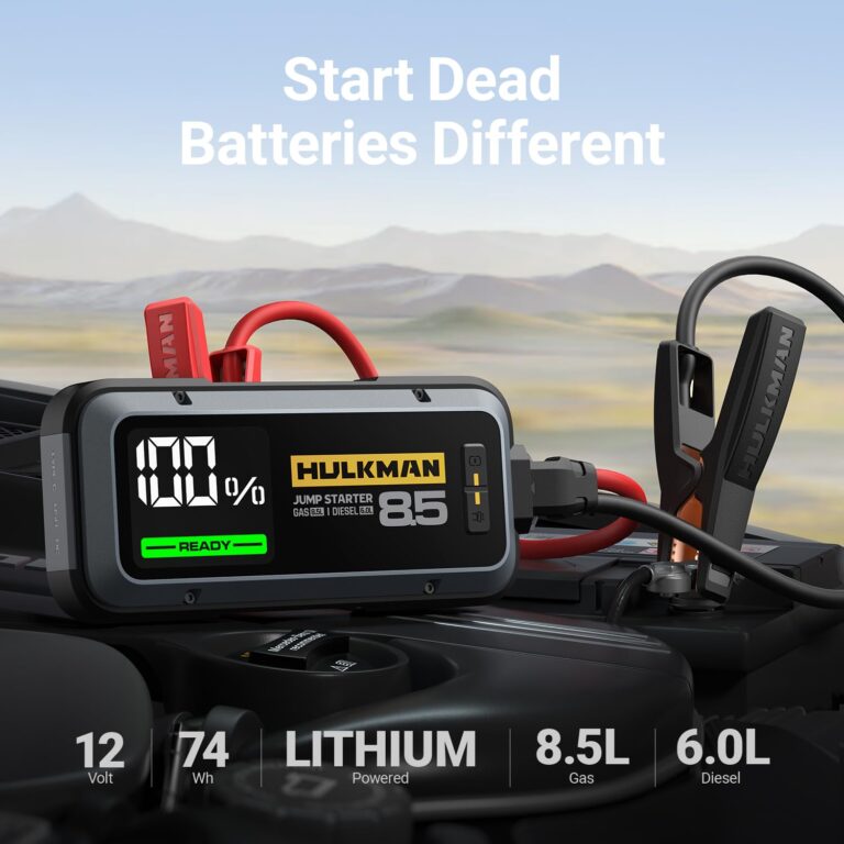 Hulkman Alpha85,Space Gray,2000A 74Wh Smart Jump Starter,12V Portable Car Battery Booster with 3.3" Display,USB-C Power Pack,5-Mode Flashlight,Jumper Cables for up to 8.5L Gas/6.0L Diesel - Image 9