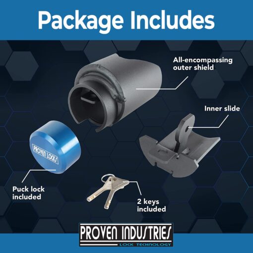 Proven Industries Model 2178 Trailer Lock, Fits 2-Inch Trailer Couplers, Secures Safety Chains, Made in The USA, (Blue) - Image 6