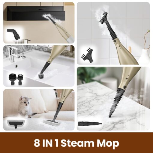 DEVOAC VM6 Scrubbing Steam Mop with Rotating Mop Pads, 10 in 1 Steam Mop, Lightweight Spin Mop & 3 Steam Modes & LED Headlights for Hard Floor Laminate Marble Floors - Image 4