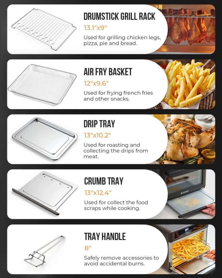 Large Capacity Toaster Oven Countertop, Dishwasher Safe Detachable Panel, 26QT Air Fryer Toaster Oven Combo, with Drumstick Grill, Air Fry, Crisp, Bake, Toast, Bagel, Pizza, Broil, Defrost, BLAZANT - Image 2