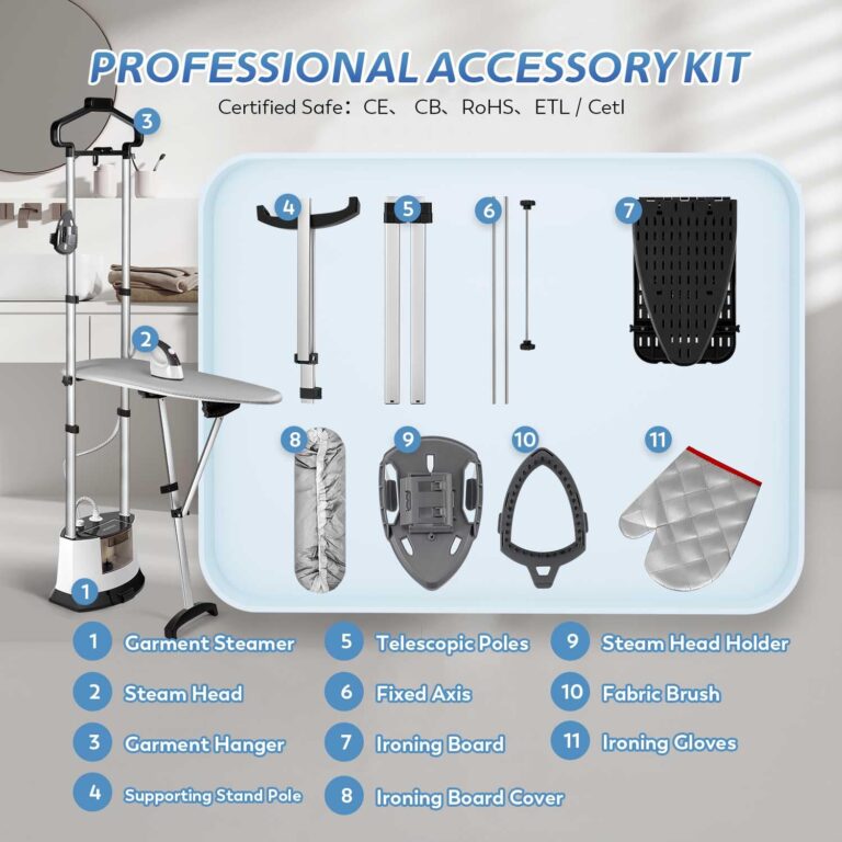 Hapyvergo Standing Garment Steamer for Clothes Suitable For All Fabric Types, Flat Hanging Iron Rapid Heats in 25s for 1 Hour Powerful Steam, with Garment Hanger, ironing board, Ironing Gloves - Image 2