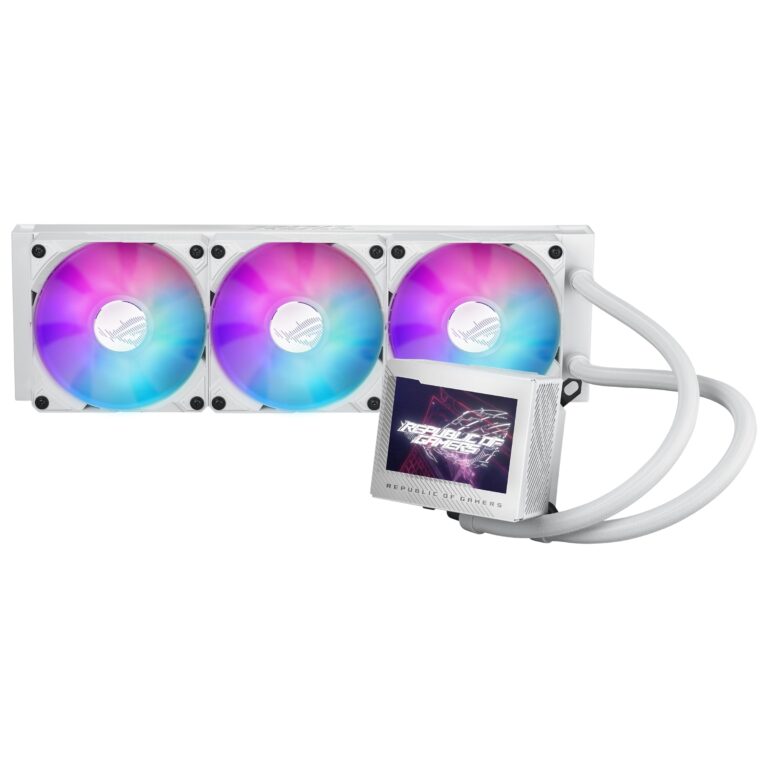 ASUS ROG Ryujin III 360 ARGB WHT All-in-one Liquid CPU Cooler with 360mm Radiator. Asetek 8th gen Pump, 3X Magnetic 120mm ARGB Fans (Daisy Chain Design), 3.5” LCD Display. , WHITE - Image 4