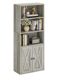 IRONCK Industrial Bookshelves and Bookcases with Doors 11.8 in Depth Floor Standing 5 Shelf Display Storage Shelves Bookcase Home Decor Furniture for Home, Office, Living Room, Bedroom