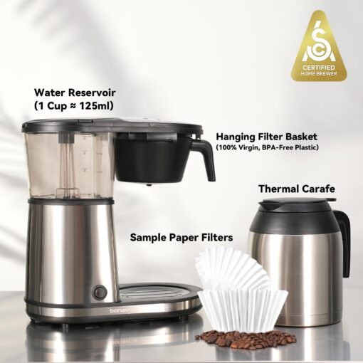 Bonavita 8 Cup Drip Coffee Maker Machine, One-Touch Pour Over, Auto Pause Brewing with Stainless Steel Double Wall Thermal Carafe, SCA Certified, Dishwasher Safe, BV1901TS - Image 2
