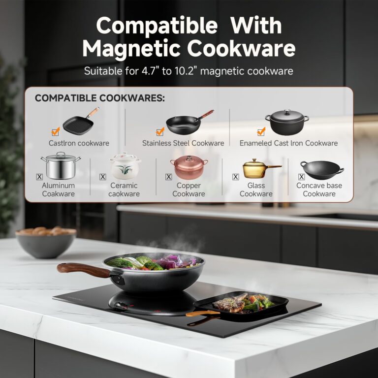 AMZCHEF Induction Cooktop 2 Burners, Bulit-in & Countertop 9 Power Levels Electric Cooktop with Plug, 110V-120V Double Induction Stove Sensor Touch, 99-min Timer, Safety Lock, Ceramic Glass - Image 7