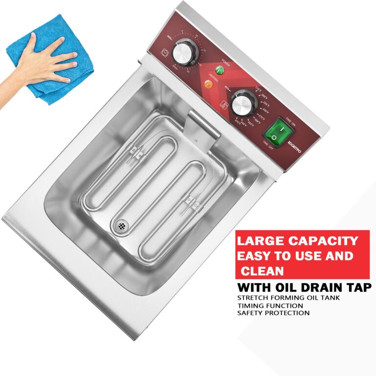 EGGKITPO Deep Fryer 12L Large Electric Fryer with Oil Drain and Timer Deep Fryer with Basket and Lid Stainless Steel Countertop Fryer Commercial Fryer for Restaurant and Home Kitchen 120V 1750W - Image 2
