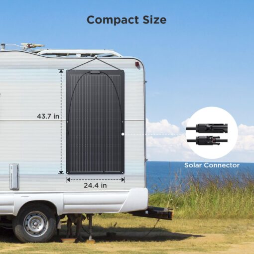 200W Flexible Portable Solar Panel, Ultra Lightweight 2PCS 100 Watt 12V Mono Solar Panel Kit, Callsun 23% High Efficiency Ultra-bandable 182 PERC Cell for RV Camping Caravan Boat Home(Black) - Image 4