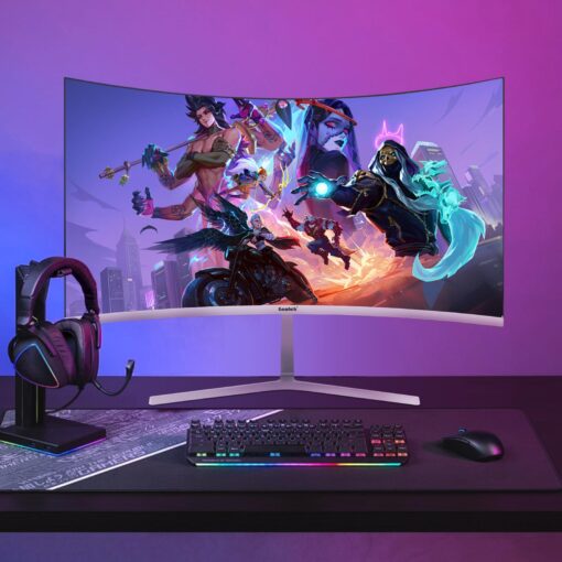 Gawfolk 27 Inch PC Computer Screen,1800R Curved Gaming 280Hz Monitors, FHD 1080p 1ms, Freesync, 98% sRGB,178 ° Angle View HDMI2.0、DisplayPort, Compatible with Wall-Mounted 100 * 100MM-White - Image 2