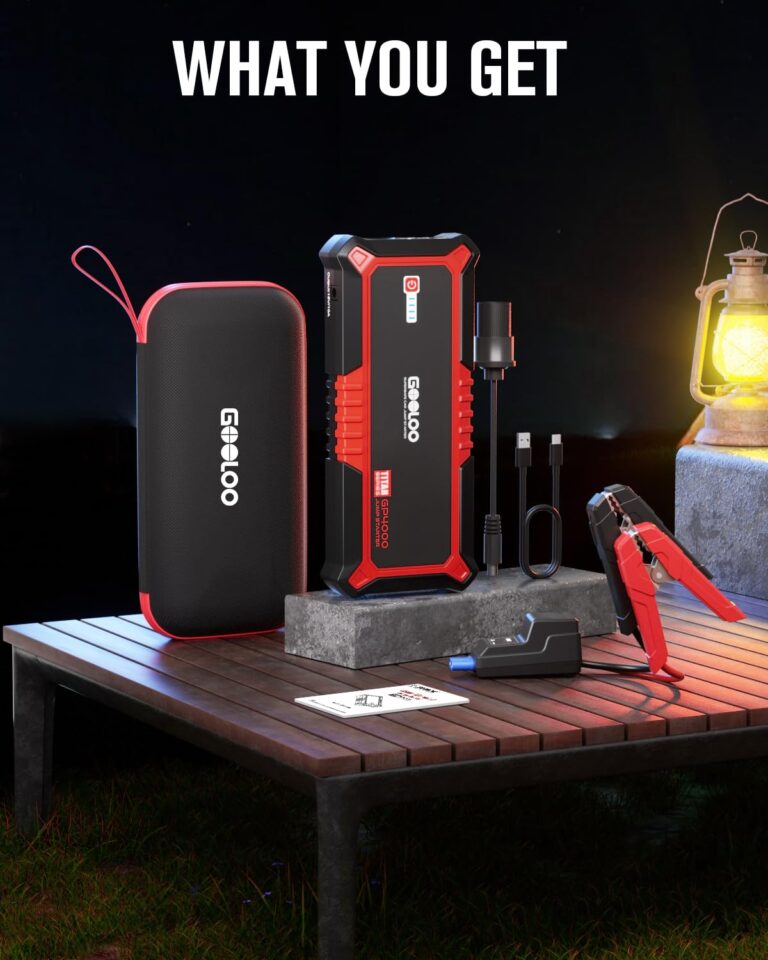 GOOLOO GP4000 4000A Peak Car Battery Jump Starter, Portable Battery Booster for Up to All Gas or 10L Diesel Engine, SuperSafe 12V Lithium Jump Box Power Pack with Jumper Cable,Red - Image 2