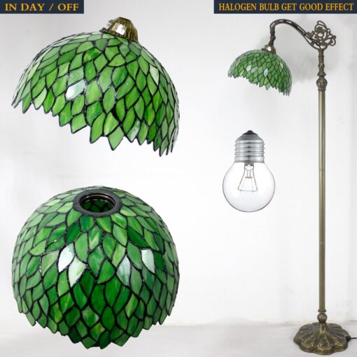 WERFACTORY Tiffany Lamp Floor Green Wisteria Stained Glass Arched Lamp 12X18X64 Inches Gooseneck Adjustable Corner Standing Reading Light Decor Bedroom Living Room S523 Series - Image 6