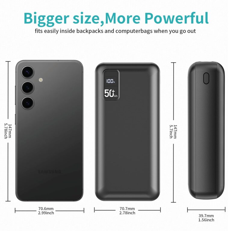 POIYTL Power Bank 50000mAh 22.5W Fast Charging Portable Charger USB-C Quick Charge with 3 Outputs & 2 Inputs LED Display Huge Capacity External Battery Pack for Most Electronic Devices on The Market - Image 5