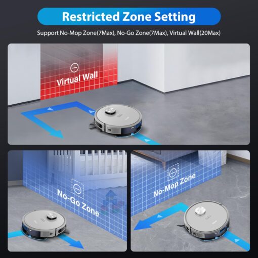 Tikom Robot Vacuum and Mop with LiDAR Navigation L9000, 4000Pa Robotic Vacuum Cleaner, 150Min Max, Smart Mapping, Good for Pet Hair, Carpet, Hard Floor - Image 4