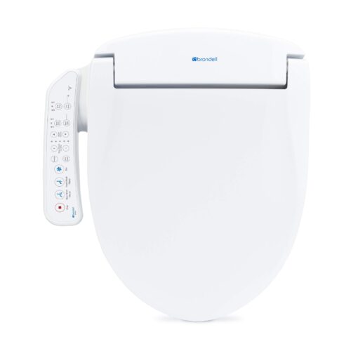 Brondell SE400-RW Swash SE400 Electric Bidet Toilet Heated Seat, Oscillating Stainless Steel Nozzle, Warm Air Dryer, Night Light, Gentle Close Lid, White Side Arm Control, Round
