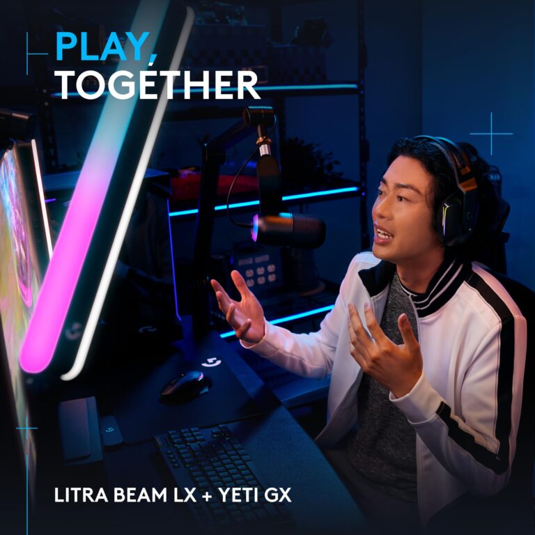 Logitech G Litra Beam LX Premium Dual-Sided RGB LED Streaming Key Light + Yeti GX Dynamic RGB Gaming Microphone with LIGHTSYNC, USB - Image 8