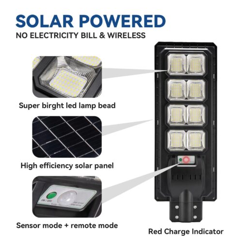 2PACK Solar Street Lights Outdoor Lamp 20000 lumens with Remote Control,Dusk to Dawn Motion Sensor,IP65 Waterproof Solar Powered Outdoor Lamp for Parking Lots,Yard,Barn Basketball Court - Image 3