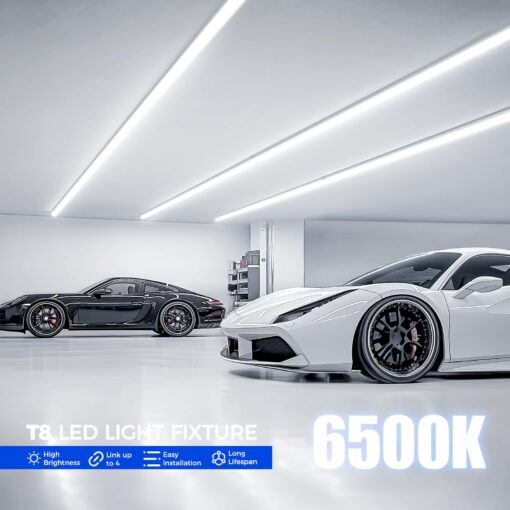Barrina LED Shop Lights 8FT 72W 10000LM 6500K, Daylight White, V Shape, Clear Cover, Hight Output, Linkable, T8 LED Tube Lights, for Garage 8 Foot with Plug (Pack of 10) - Image 7