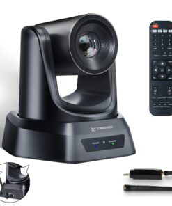 TONGVEO 5.8GHz Wireless Conference Room Webcam, Church Live Streaming 3X USB 1080P 60fps PTZ Camera for Worship Services Online Conference, Works with Zoom, Skype OBS Easy to Set Up
