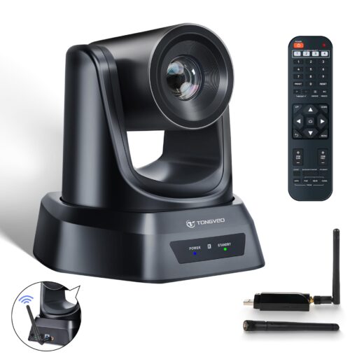 TONGVEO Wireless Conference Room Webcam, Church Live Streaming 10X USB 1080P 60fps PTZ Camera for Worship Services Online Conference, Works with Zoom, Skype OBS