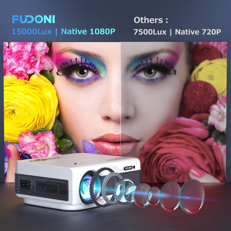 Projector with WiFi and Bluetooth, FUDONI 5G WiFi Native 1080P Outdoor Projector 15000L Support 4K, Portable Movie Projector with Keystone & Zoom, for iOS/Android/Laptop/TV Stick/HDMI/USB/VGA/TF - Image 5