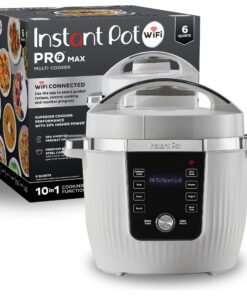 Instant Pot PRO Max Wi-Fi Smart 10-in-1 Pressure Cooker, Steamer, Saute, Warmer, Rice Cooker, Yogurt Maker, Sous Vide, Baker, NutriBoost - Includes App with 2000+ Recipes - 6 Quart