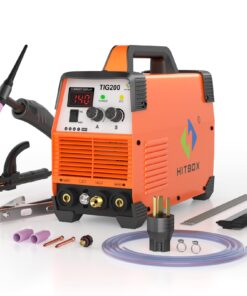 HITBOX TIG Welder, 200A 2 in 1 HF TIG/Stick Welder, 110v/220v Dual Voltage TIG Welding Machine IGBT Digital Inverter Welder with Post Gas Function(TIG200)