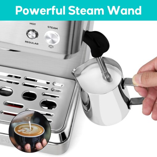 CASABREWS Espresso Machines with Milk Frother, 20 Bar Espresso Maker with Hot Water Wand for Americano, Latte, Cappuccino, Espresso Coffee Machine with Adjustable Temperature, Gifts for Coffee Lovers - Image 5
