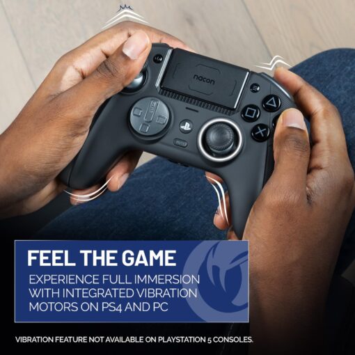 NACON Revolution 5 Pro Officially Licensed PlayStation Wireless Gaming Controller for PS5 / PS4 / PC - Hall Effect, Trigger Stops, Mappable Buttons, Bluetooth Audio - Black/White - Image 2