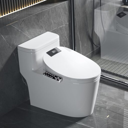XCQQ Bidet Toilet Seat Round, Unlimited Warm Water, Heated Toilet Seat, Warm Air Dryer, Rear and Feminine Washing, Soft Closed Toilet Lid, Night Light, Smart Toilet Seat with Bidet Requires Outlet - Image 2