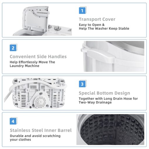 Giantex GT-US61100-FPGR Portable Washers, White & Gray - Image 8