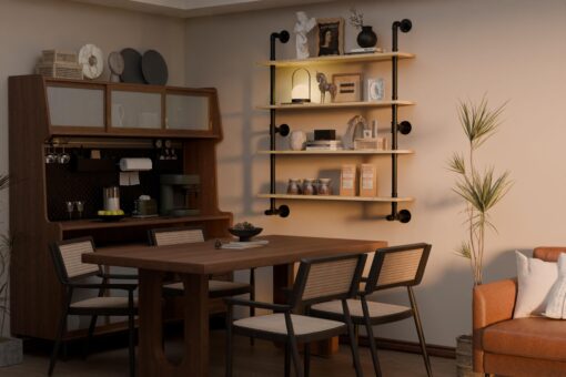 ROGMARS Industrial Pipe Wall Shelves Shelving with Real Wood Plank,48 Inches Floating Shelf for Wall Farmhouse Book Shelves Dark Brown 4 Tier for Kitchen,Living Room Decor and Bar Shelving - Image 7