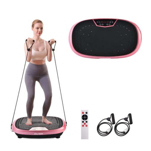 EILISON FIRMHOLD Handle Vibration Plate Exercise Machine for Lymphatic Drainage- Full Body Vibration Platform for Weight Loss, 350lbs Vibration Plate for Beginners & Recovery (Fitpro Pink)