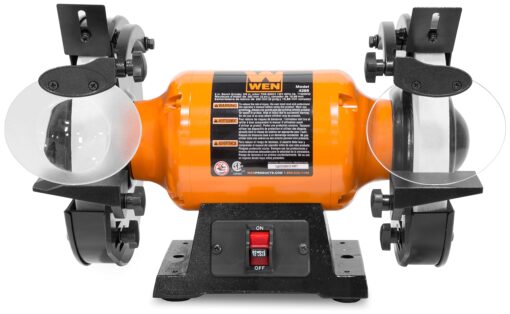 WEN BG4286 3-Amp 8-Inch Slow Speed Bench Grinder, Orange,black & Bench Grinder Stand, 32-Inch with Water Pot (4288T), Black - Image 5