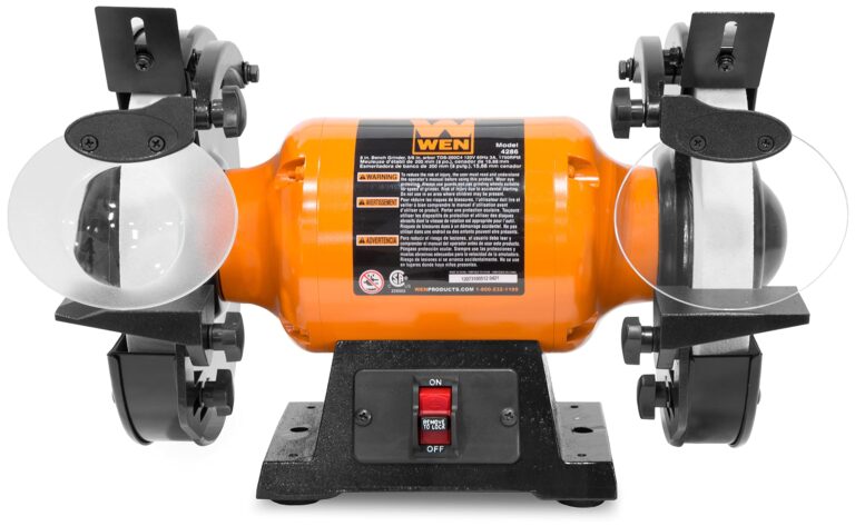 WEN BG4286 3-Amp 8-Inch Slow Speed Bench Grinder, Orange,black & Bench Grinder Stand, 32-Inch with Water Pot (4288T), Black - Image 5