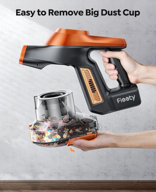 Fieety Cordless Vacuum Cleaner, 550W/45Kpa Vacuum Cleaners for Home with LED Screen, Max 60 Mins Runtime, Noise Reduction Tech, Anti-Tangle Stick Vacuum for Pet Hair Carpet and Hardfloor - Image 2