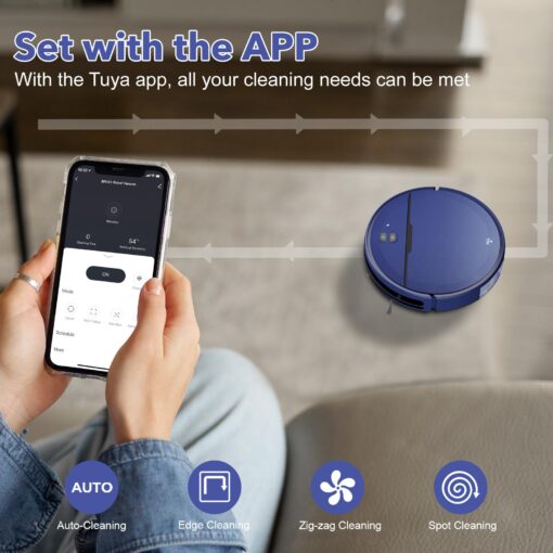 Robot Vacuum and Mop Combo, 2-in-1 Robot Vacuum Cleaner with Strong Suction, Compatible with APP/Home Integration, Schedule, Long battery life, Tangle-free, Ideal for Pet hair and Low Pile carpets - Image 3