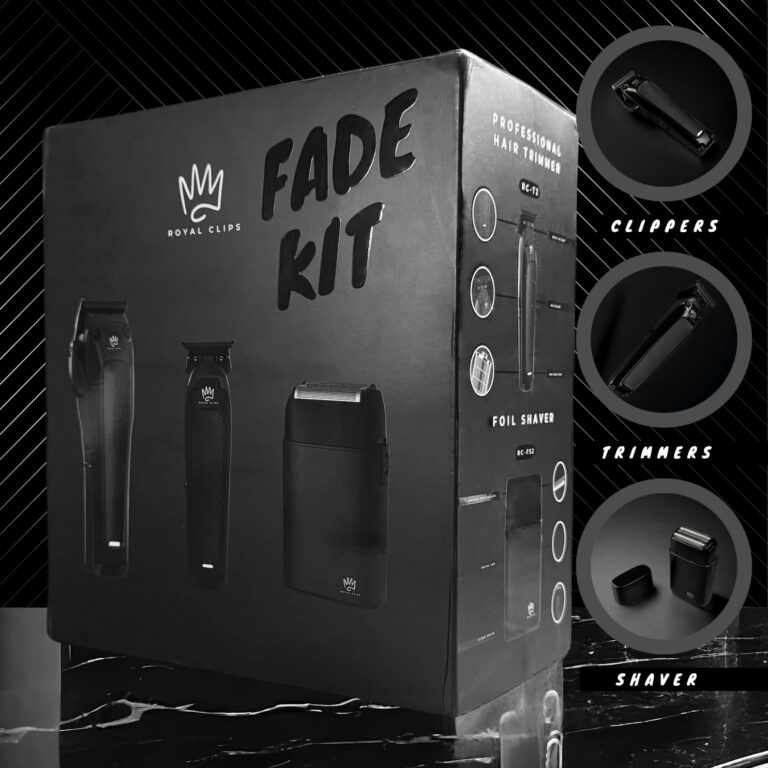 Royal Clips Hair and Beard Fade Kit 2.0 – Professional Clipper, Trimmer & Foil Shaver Bundle for Men, Complete Haircut Set for Barbers, Home Use & Grooming – 5-Hour Battery, 10pcs Limit Combs - Black - Image 7