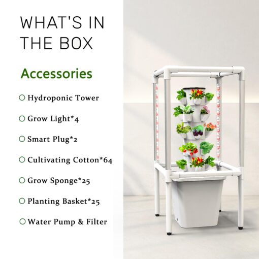 Sjzx Hydroponics Growing System Kit with Grow Lights |25-Plant Hydroponic Tower | Home Indoor Gardening Herbs, Fruits and Vegetables | Indoor Hydroponics Tower System Kit - Image 5