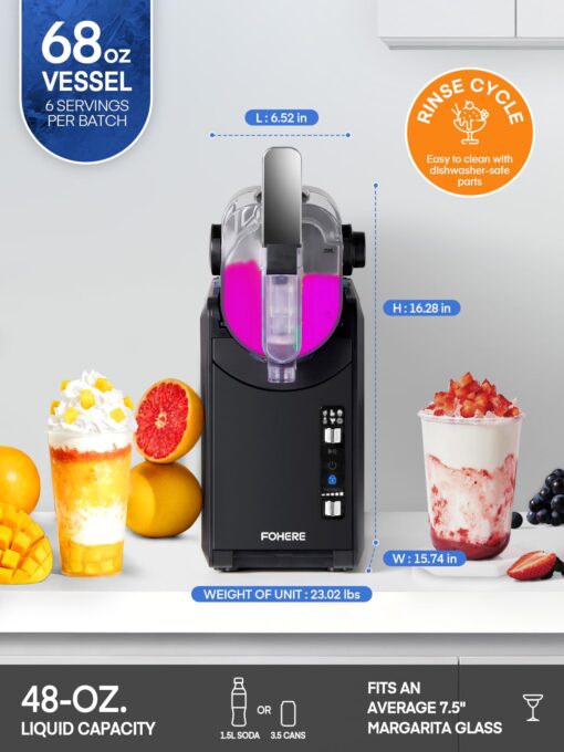 Slushie Machine, No Ice Needed, 68 oz FOHERE Slushy Machine for Home with Self-Clean Function, Professional Frozen Margarita Machine, 5 Preset Programs, Frozen Margarita, Frappé, Milkshake, and More - Image 3