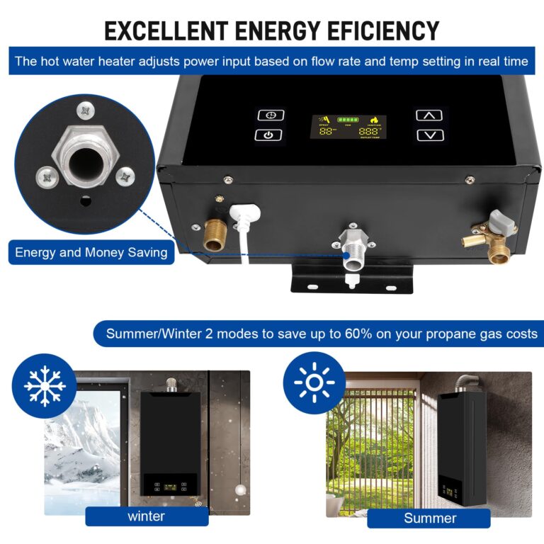 Tankless Water Heater Natural Gas,4.74GPM 18L Indoor,Instant Hot Gas Water Heater,Constant Natural Water Heater with Fahrenheit Digital Display,Multi-Protection (Black) - Image 4