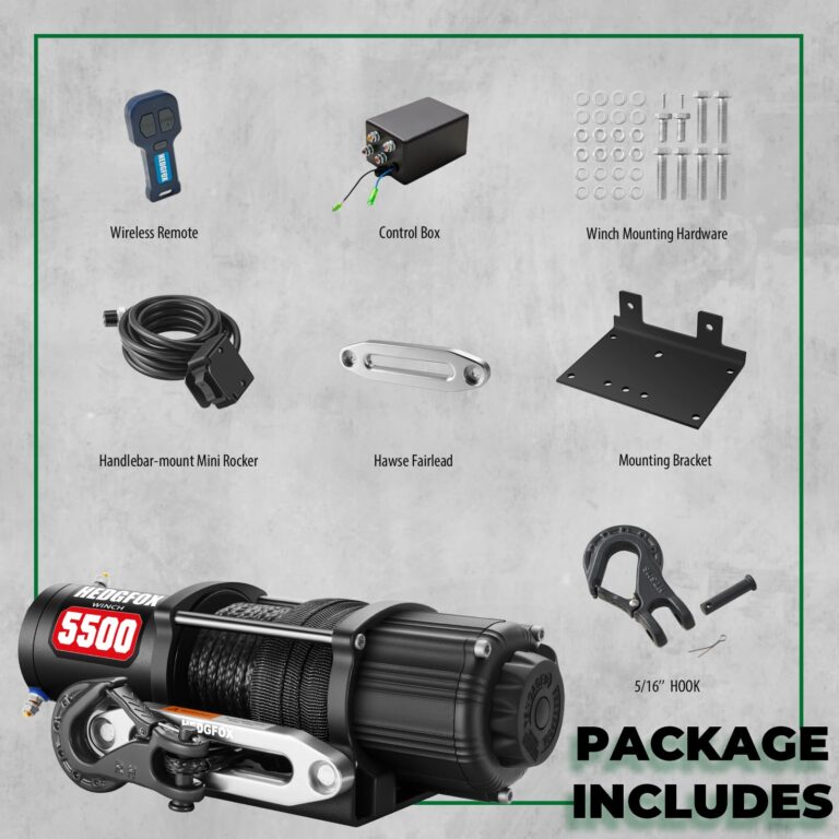 HEDGFOX UTV ATV 5500lb Electric Winch 12V Waterproof with Synthetic Rope Hawse Fairlead Kit for Offroad, Trailer Recovery Winch with Wireless Handheld Remote and Mini Rocker Control - Image 7