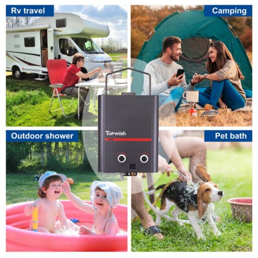 TOPWISH Portable Propane Water Heater Black - Image 2