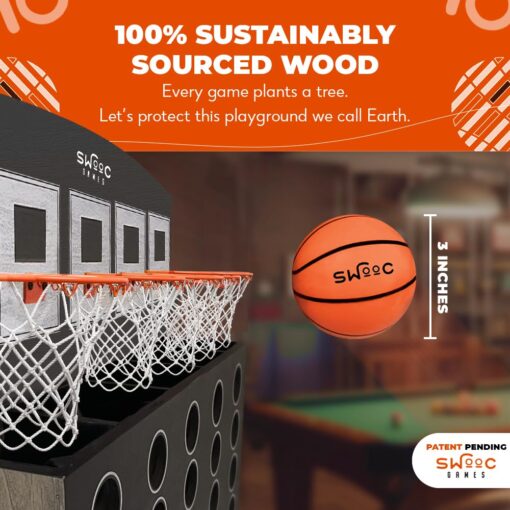 SWOOC Games - Low Post Lineup™ | Wall Mounted Giant Basketball 4 In A Row w/ 5+ Games | Basketball Hoop For Room Wall Games | Game Room Games | Mini Basketball Hoop Indoor Connect | Four In A Row Game - Image 3