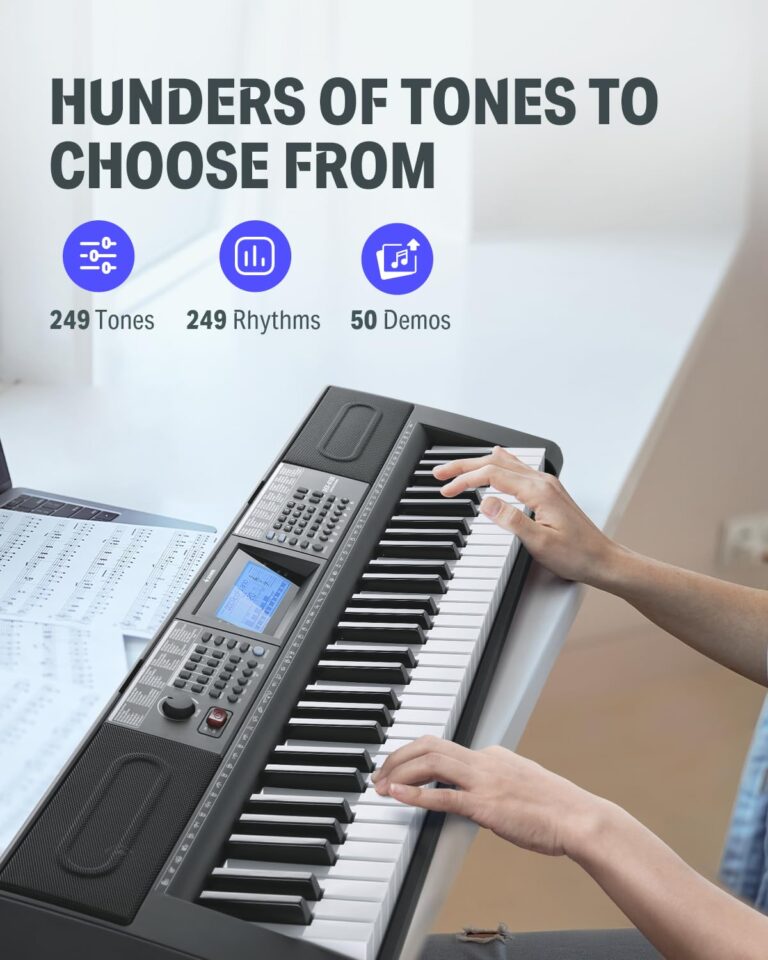 Donner 61 Key Keyboard Piano, Electric Piano Keyboard Kit with 249 Voices, 249 Rhythms - Includes Piano Stand, Stool, Microphone, Gift for Beginners, Black (DEK-610S) - Image 7