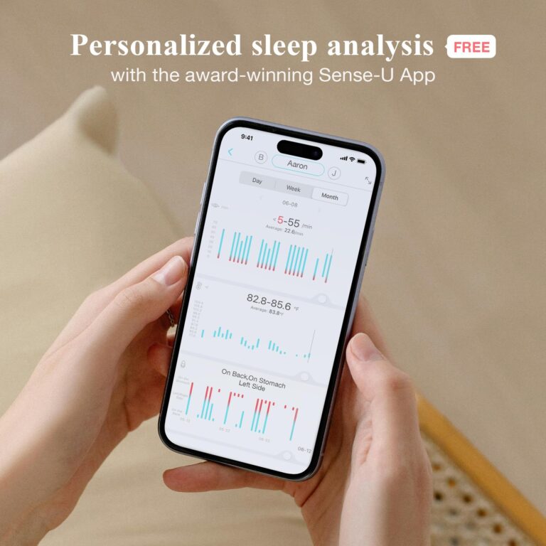 Sense-U Smart Baby Monitor Pro(Long Range)+2K PTZ Camera: Track Abdominal Movement with Arousal Vibration, Rollover, Feeling Temp, 2K Video, Background Sound & Motion Detection, No Monthly Fee - Image 3