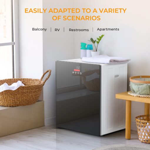 Euhomy Portable Dryer for apartments,Clothes Dryer with 4 Modes,1.5cu.ft Compact Dryer,Load Capacity 5.5lbs,LCD Panel Control,Black&White - Image 2