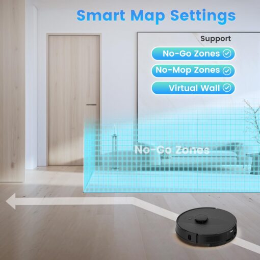 Robot Vacuum and Mop Combo, Self-Emptying, 60-Day Capacity, Schedule, 180mins Runtime, Home Mapping, Wi-Fi/App/Alexa/Remote, Robotic Vacuum Cleaner for Pet, Hard Floors, Carpet - Image 4
