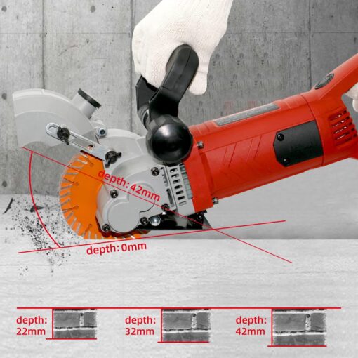 TIEKJOT 110 V Wall Chaser Groove Cutting Machine Electric Concrete Cutter 4800 W for Brick Grooving Slotting Power Masonry Saw With 5 Pcs 5 Inch Saw Blades Infrared Sighting and Dustproof - Image 6